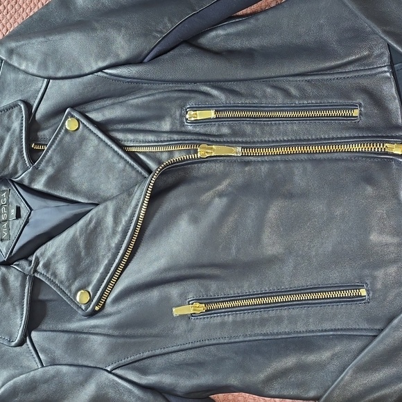 Via Spiga Mixed Media Leather Moto Jacket - Picture 10 of 17